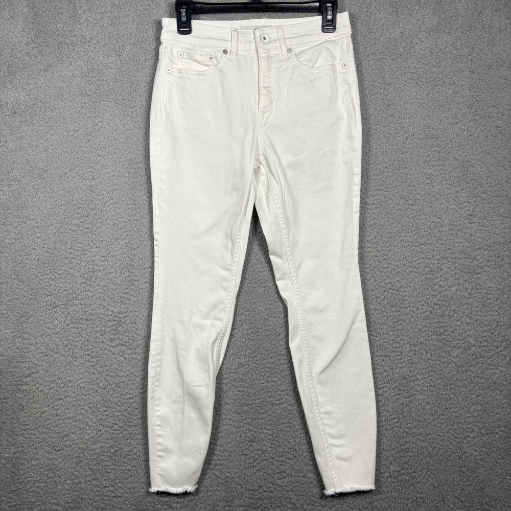 Vineyard Vines Womens High Rise Skinny Jeans White Raw Hem Size 26 RN 134578